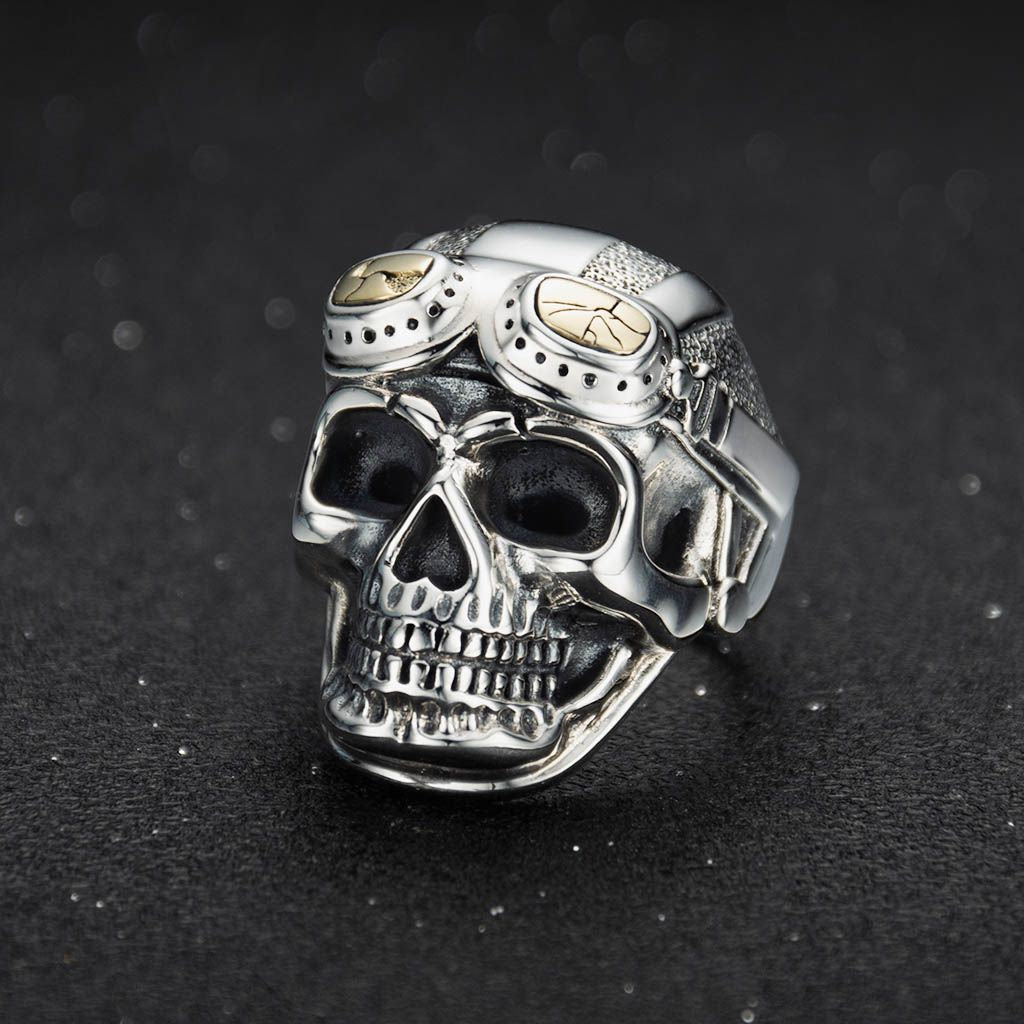 Silver Air Force Skull Ring