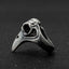 Silver Raven Skull Ring