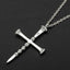 Silver Skulls Cross Sword Pendant Necklace