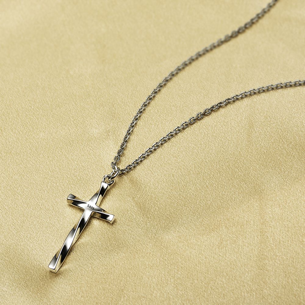Sterling Silver Twisted Cross Necklace