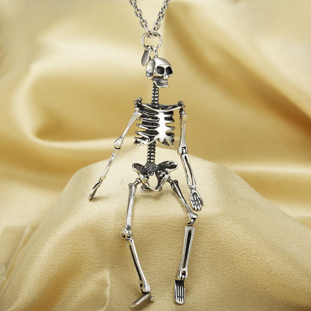 Sterling Silver Skeleton Pendant Necklace