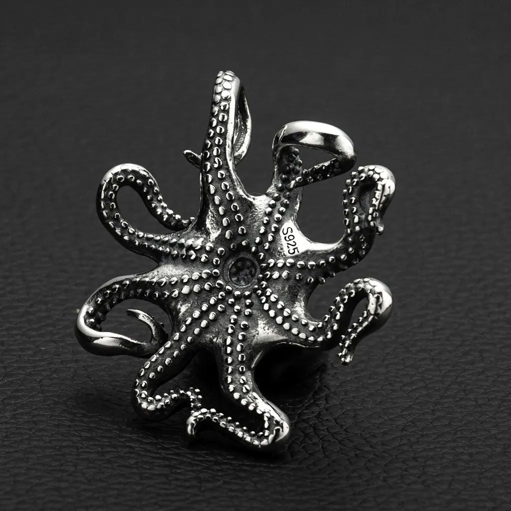 Silver Octopus Skull Pendant