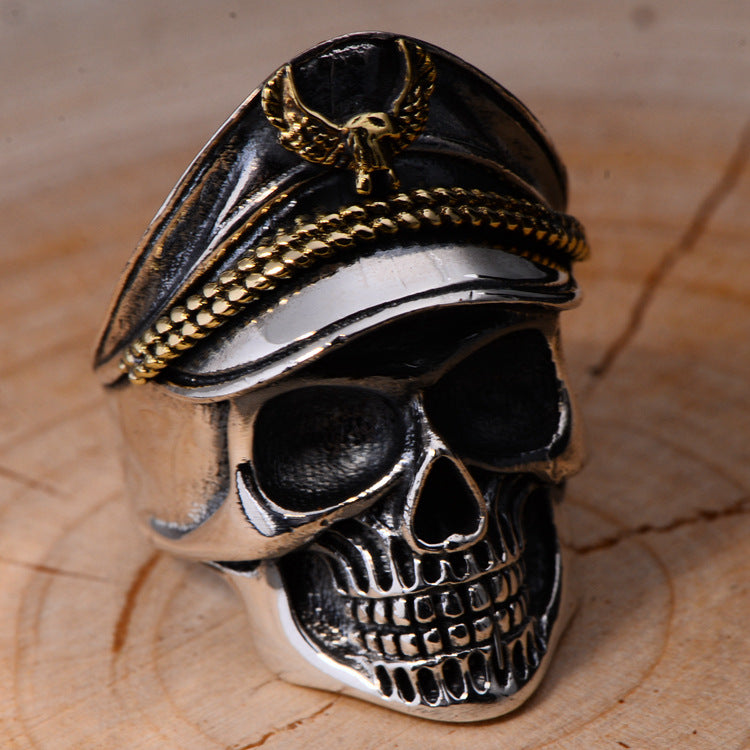 Skull Ring With Military Cap