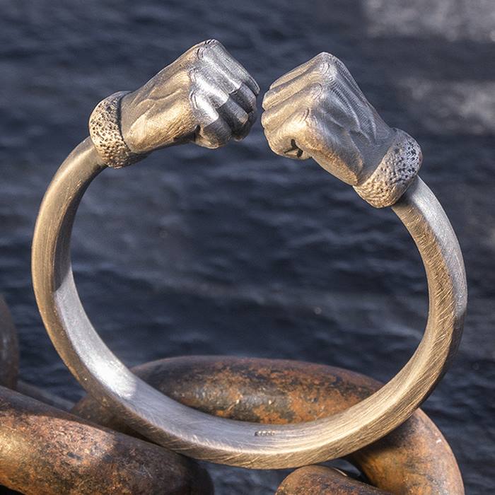 Silver Fists Cuff Bangle