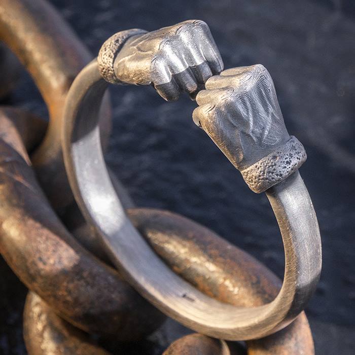 Silver Fists Cuff Bangle