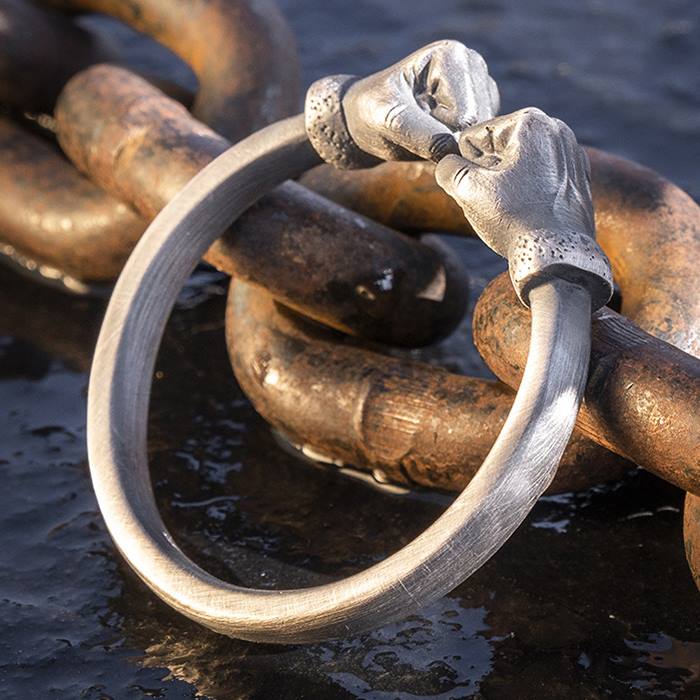 Silver Fists Cuff Bangle