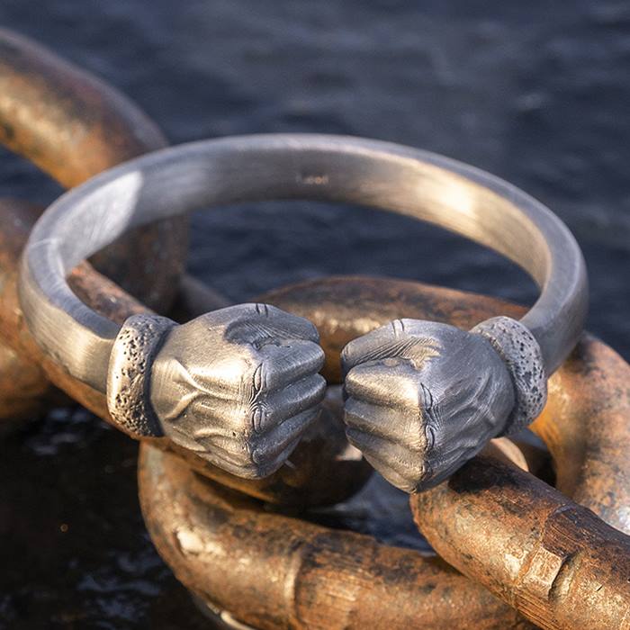 Silver Fists Cuff Bangle