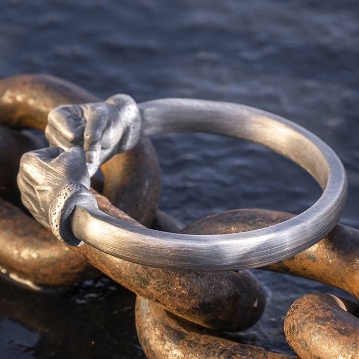 Silver Fists Cuff Bangle