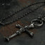 Silver Gothic Cross Bone Skull Necklace