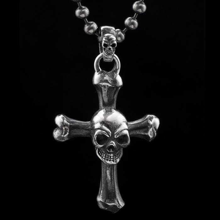 Cross Bone Skull Pendant Necklace