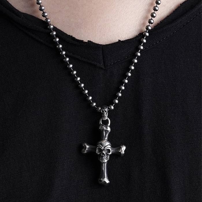 Cross Bone Skull Pendant Necklace