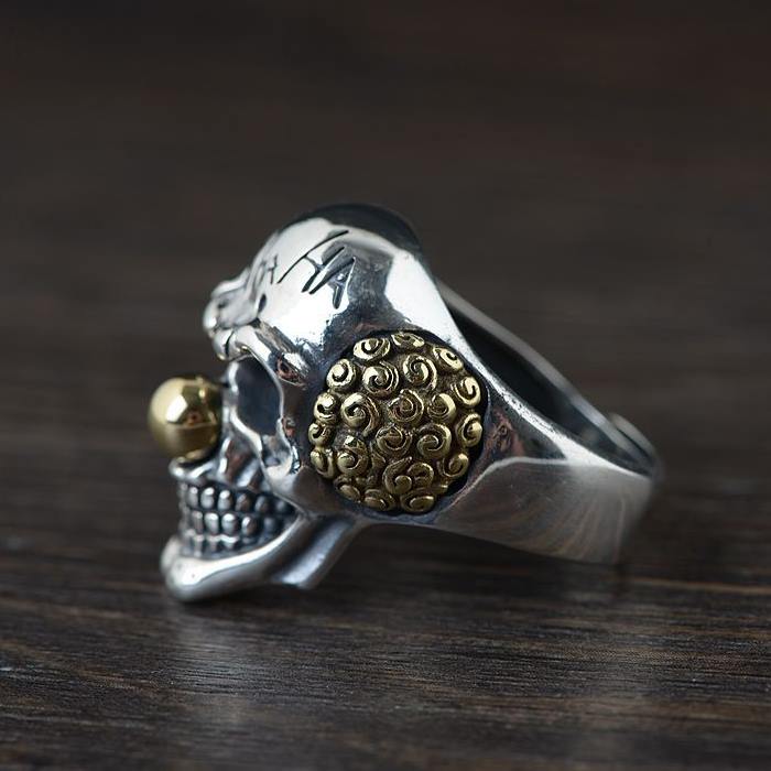 Silver Skull Joker Ring