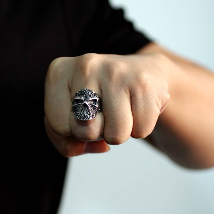 Sterling Silver Ninja Skull Ring