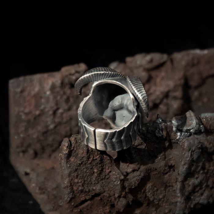 Silver Satan Devil Skull Ring
