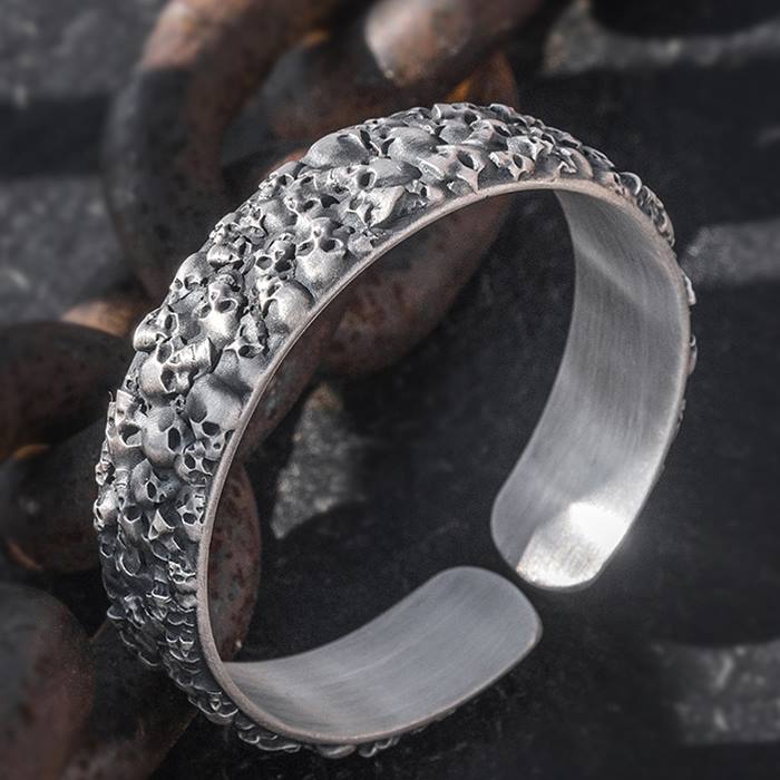Silver Skull Cuff Bracelet