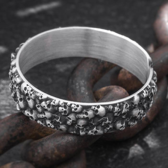 Silver Skull Cuff Bracelet
