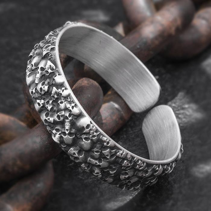 Silver Skull Cuff Bracelet