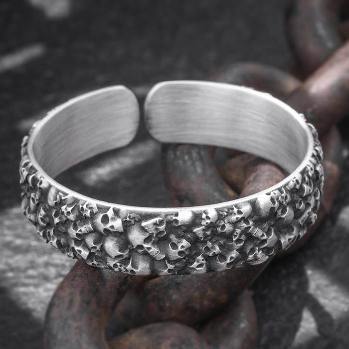 Silver Skull Cuff Bracelet