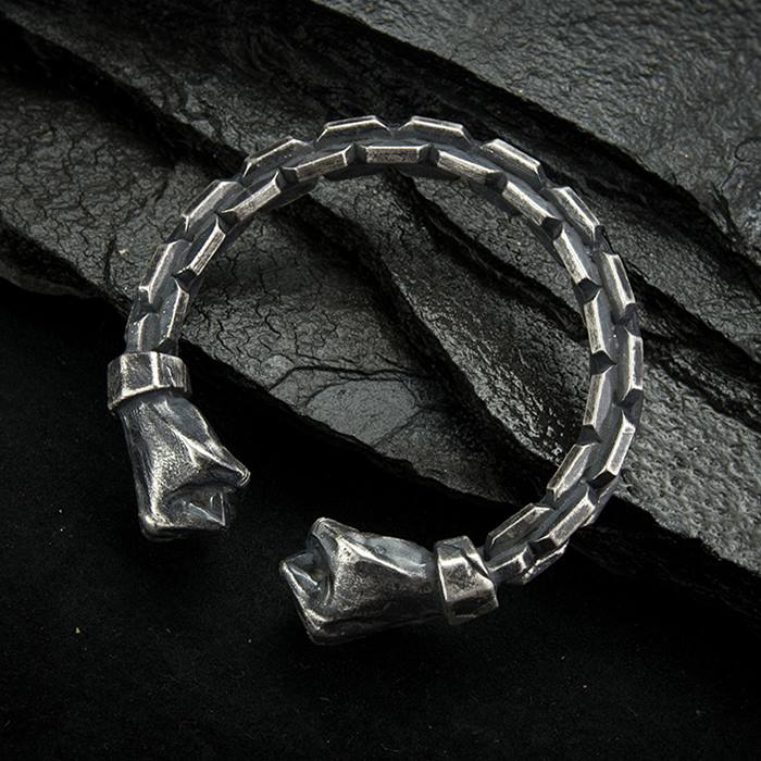 Silver Chain Fists Cuff Bracelet