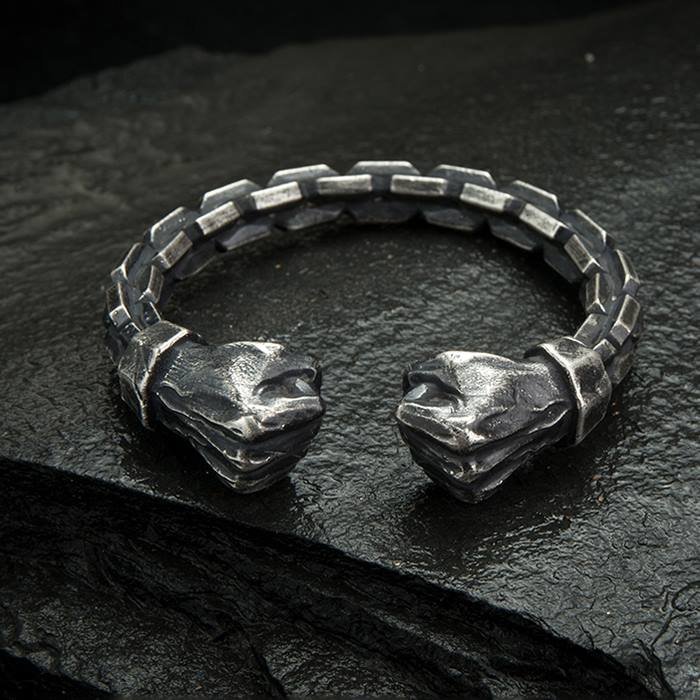 Silver Chain Fists Cuff Bracelet