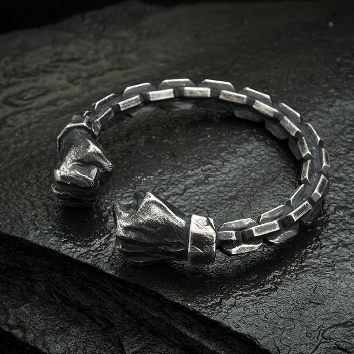 Silver Chain Fists Cuff Bracelet