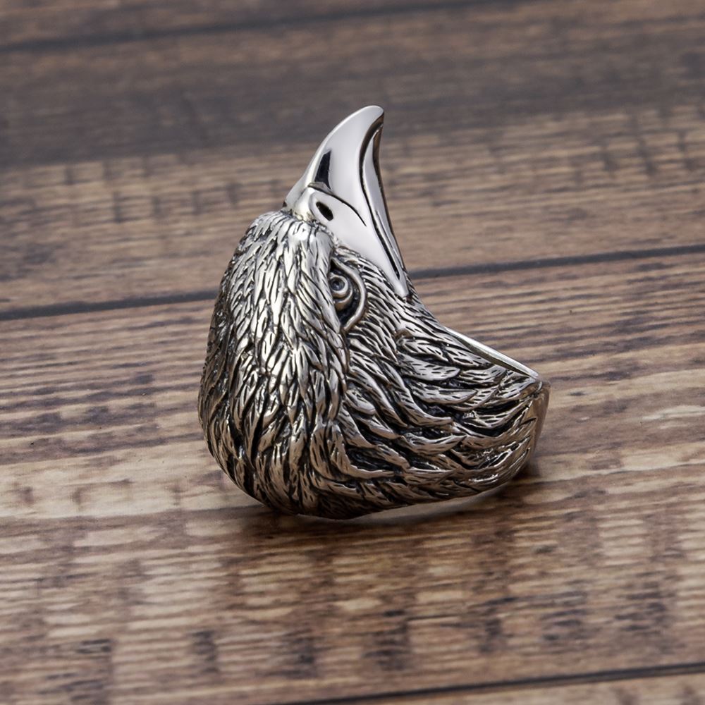 Silver Eagle Head Ring