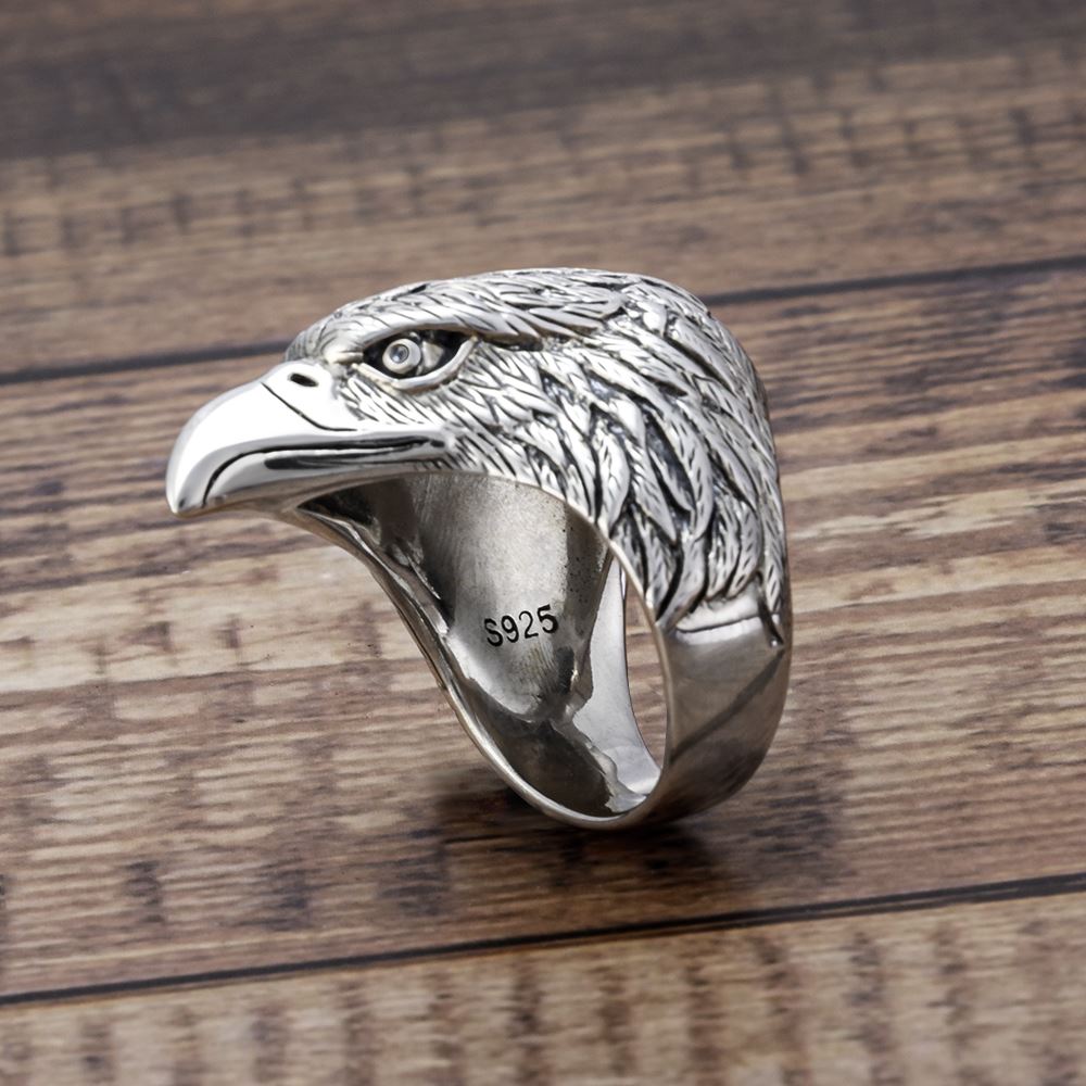 Silver Eagle Head Ring