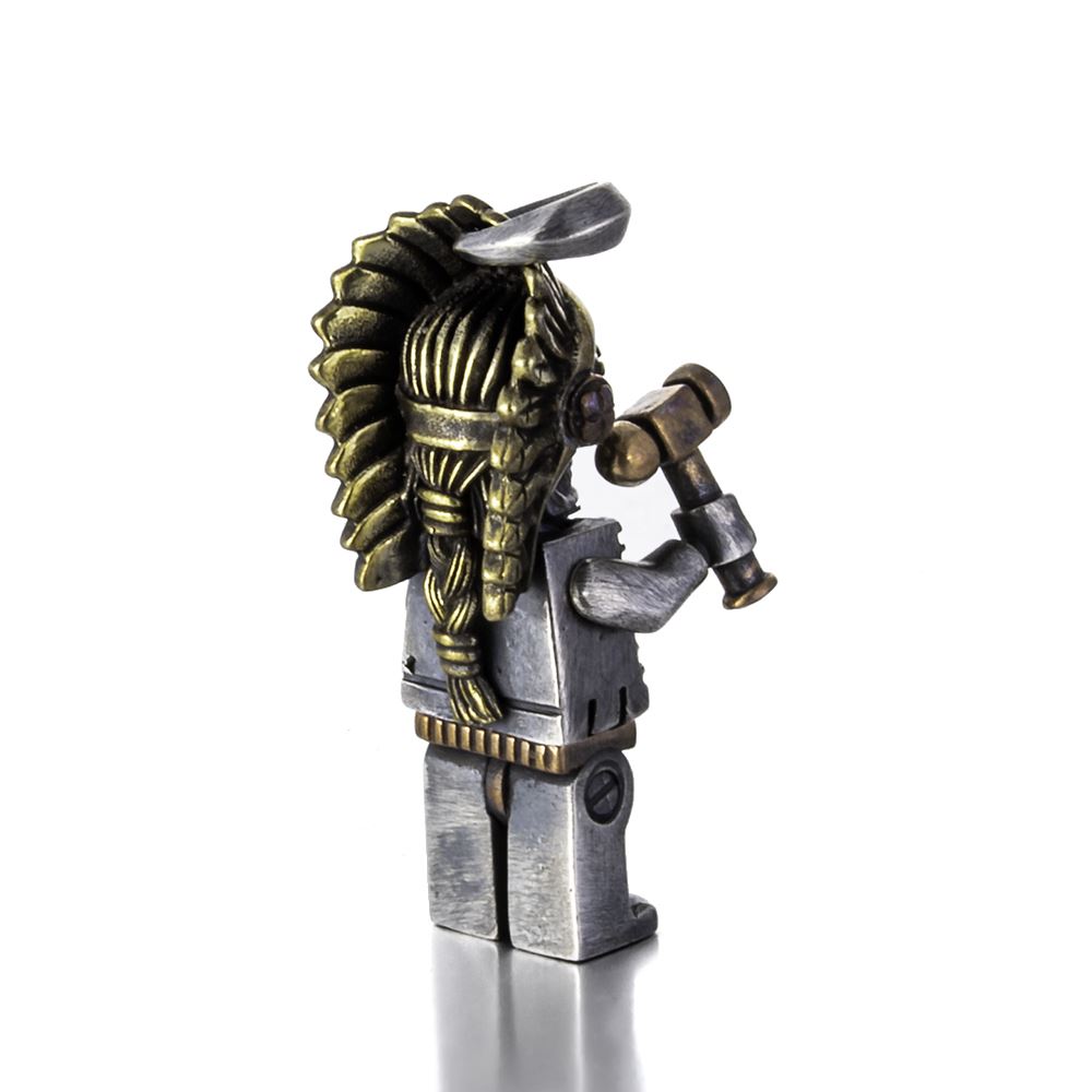Silver Indian Chief Skull Pendant