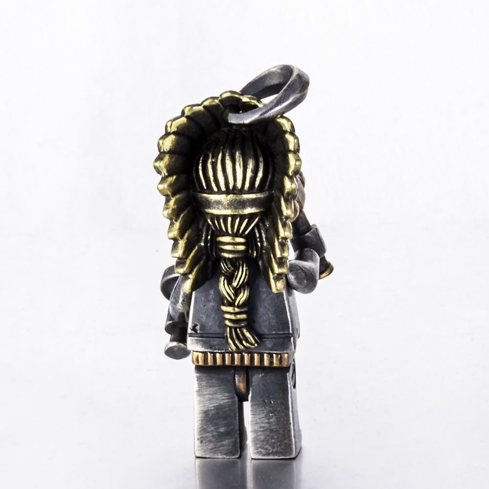 Silver Indian Chief Skull Pendant