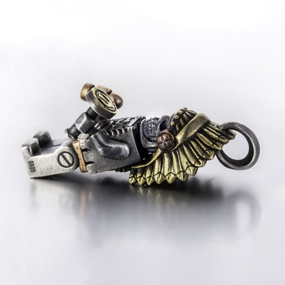 Silver Indian Chief Skull Pendant