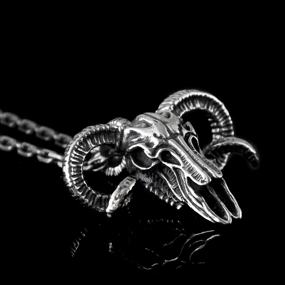Silver Ram Skull Pendant