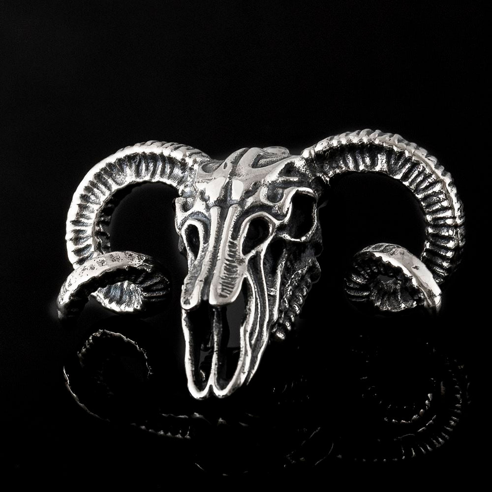 Silver Ram Skull Pendant