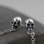 Sterling Silver Skull Earrings With Chain