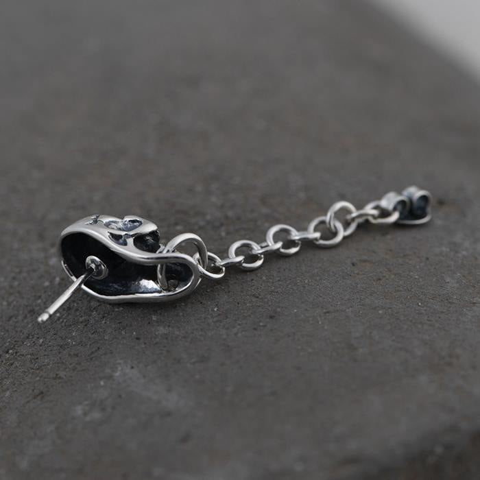 Sterling Silver Skull Earrings With Chain