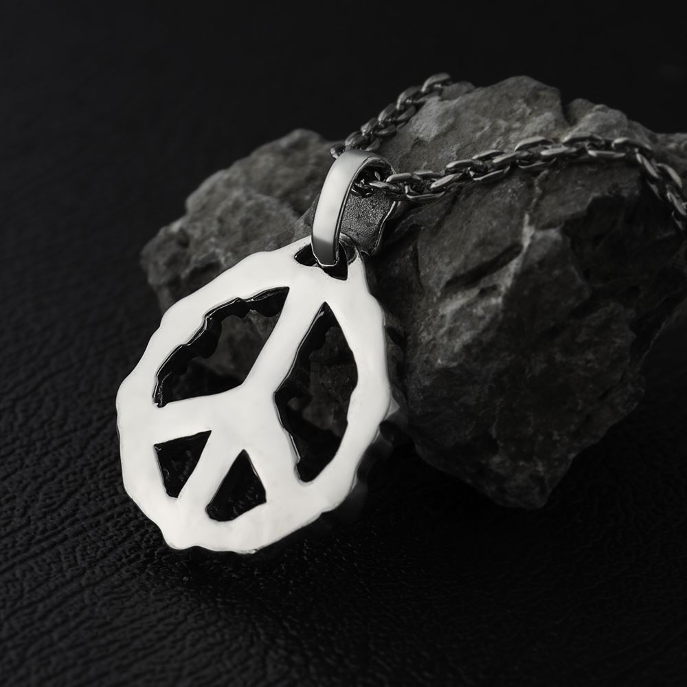 Skull Peace Sign Pendant Necklace