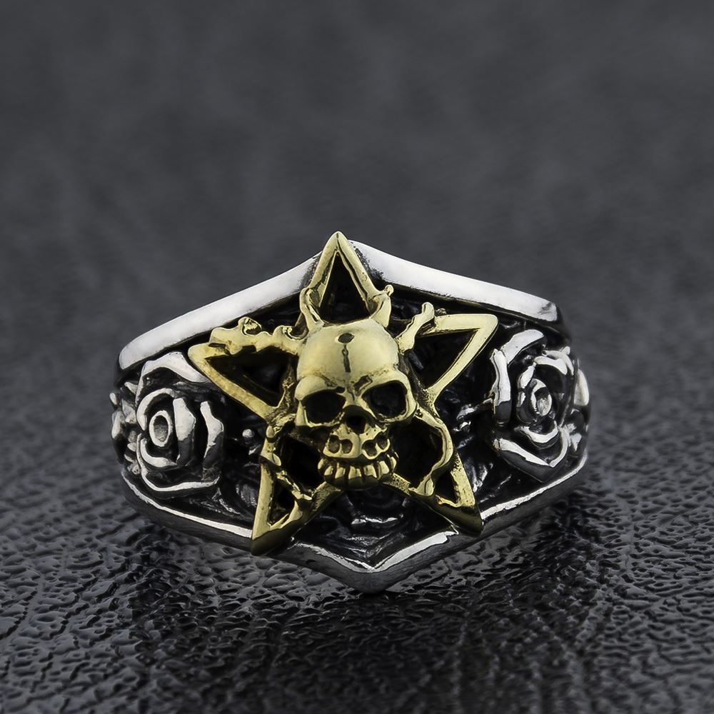 Star Rose Skull Ring