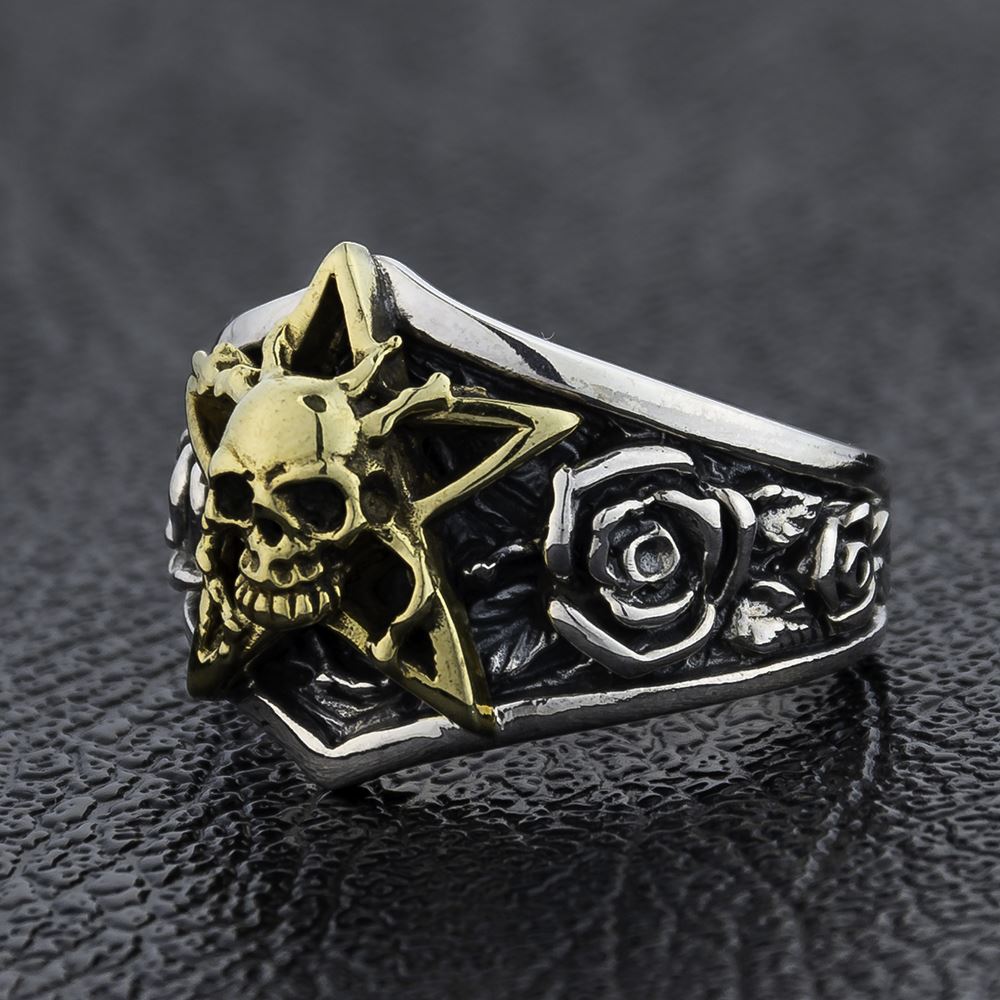 Star Rose Skull Ring