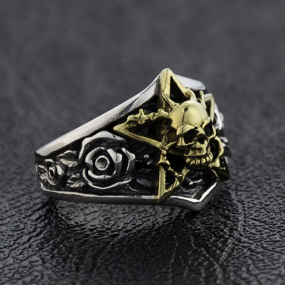 Star Rose Skull Ring