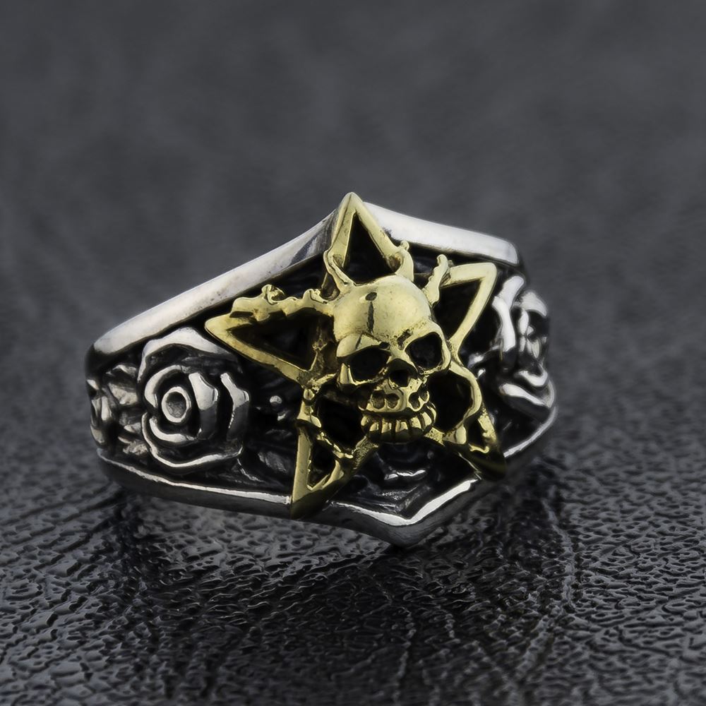 Star Rose Skull Ring