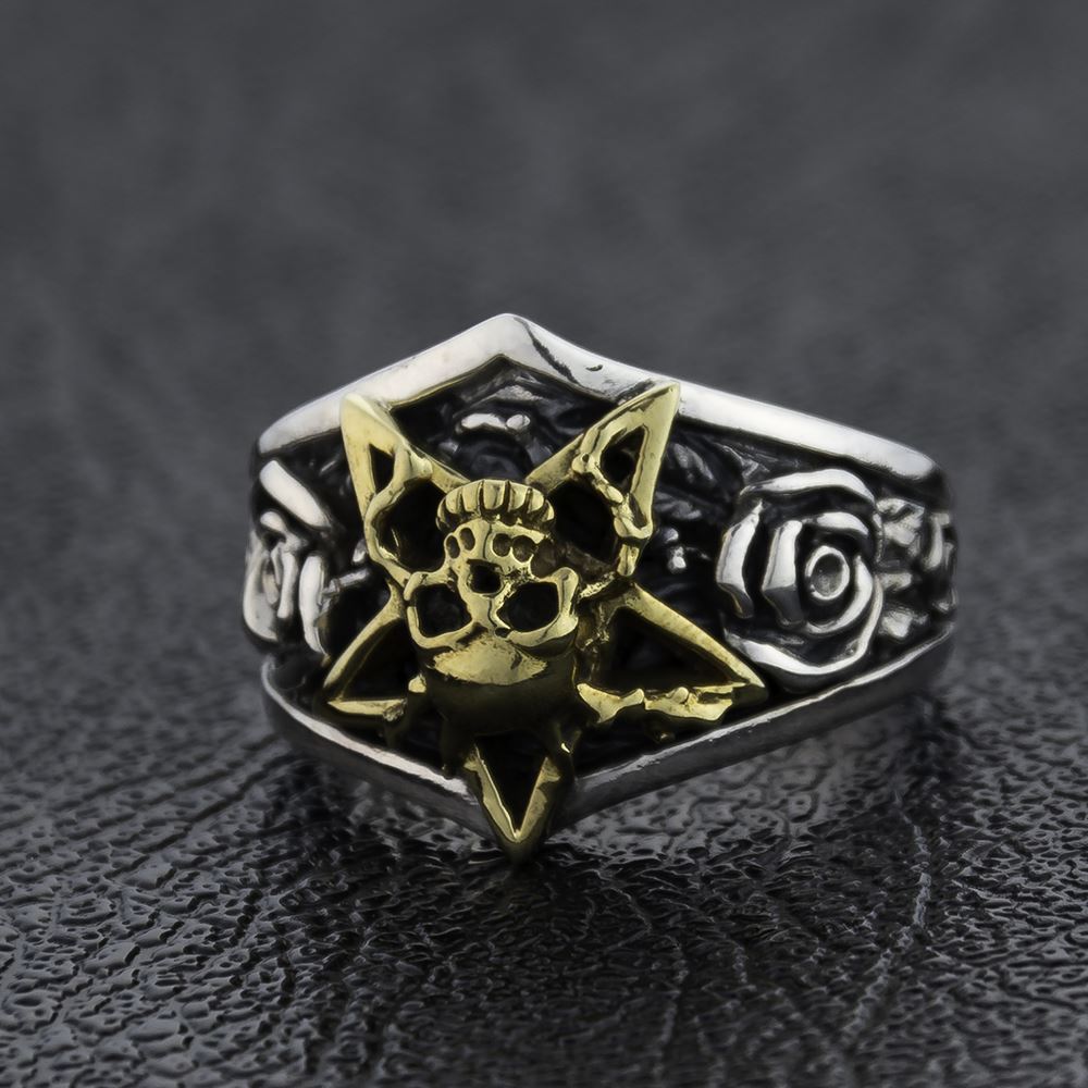 Star Rose Skull Ring