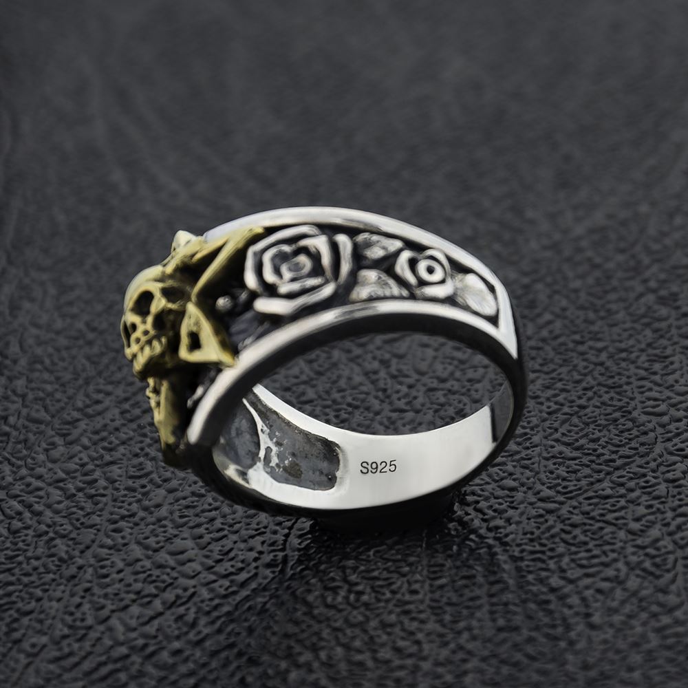 Star Rose Skull Ring
