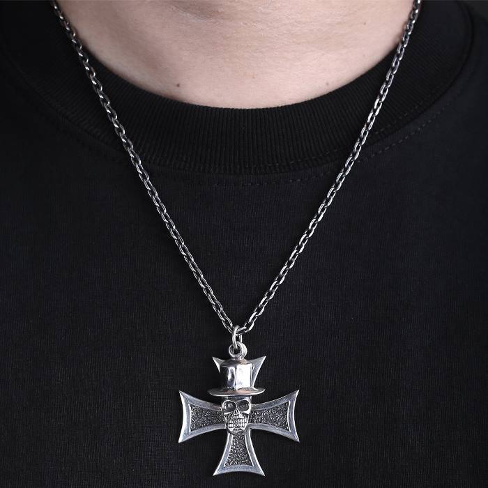 Cross Skull Pendant Necklace