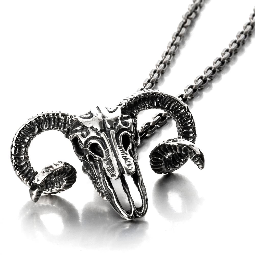Silver Ram Skull Pendant