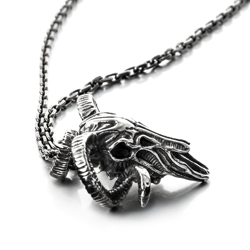 Silver Ram Skull Pendant