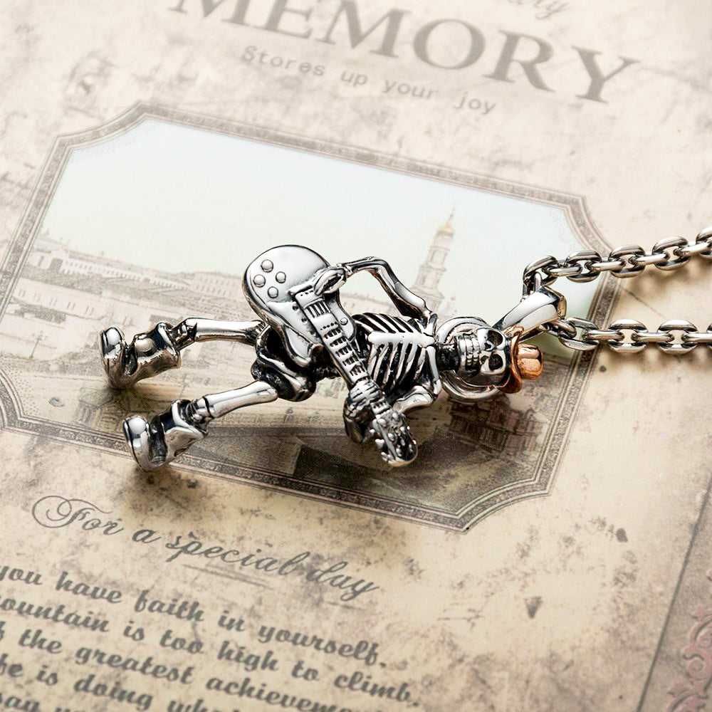 Silver Cowboy Skeleton Necklace