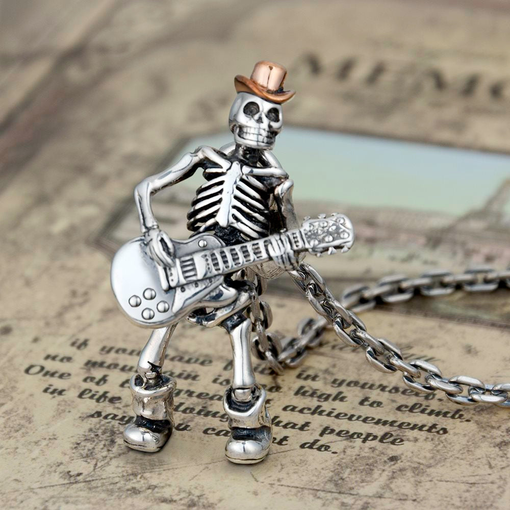 Silver Cowboy Skeleton Necklace