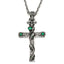 Lab Created Emerald Skull Cross Pendant Necklace