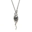 Sterling Silver Rose Branch Skull Pendant Necklace