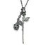 Silver Rose Skull Necklace