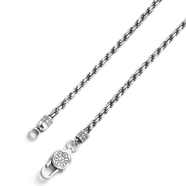 Silver Buddhist Mantra Rope Chain